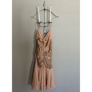 Vintage Betsey Johnson Rose Gold Champagne Silk Dress Sz 2